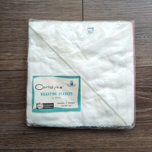 NOS Vtg 60s Carldyke Wrapping Baby Blanket White Cotton Knitmode 36x36 Sealed
